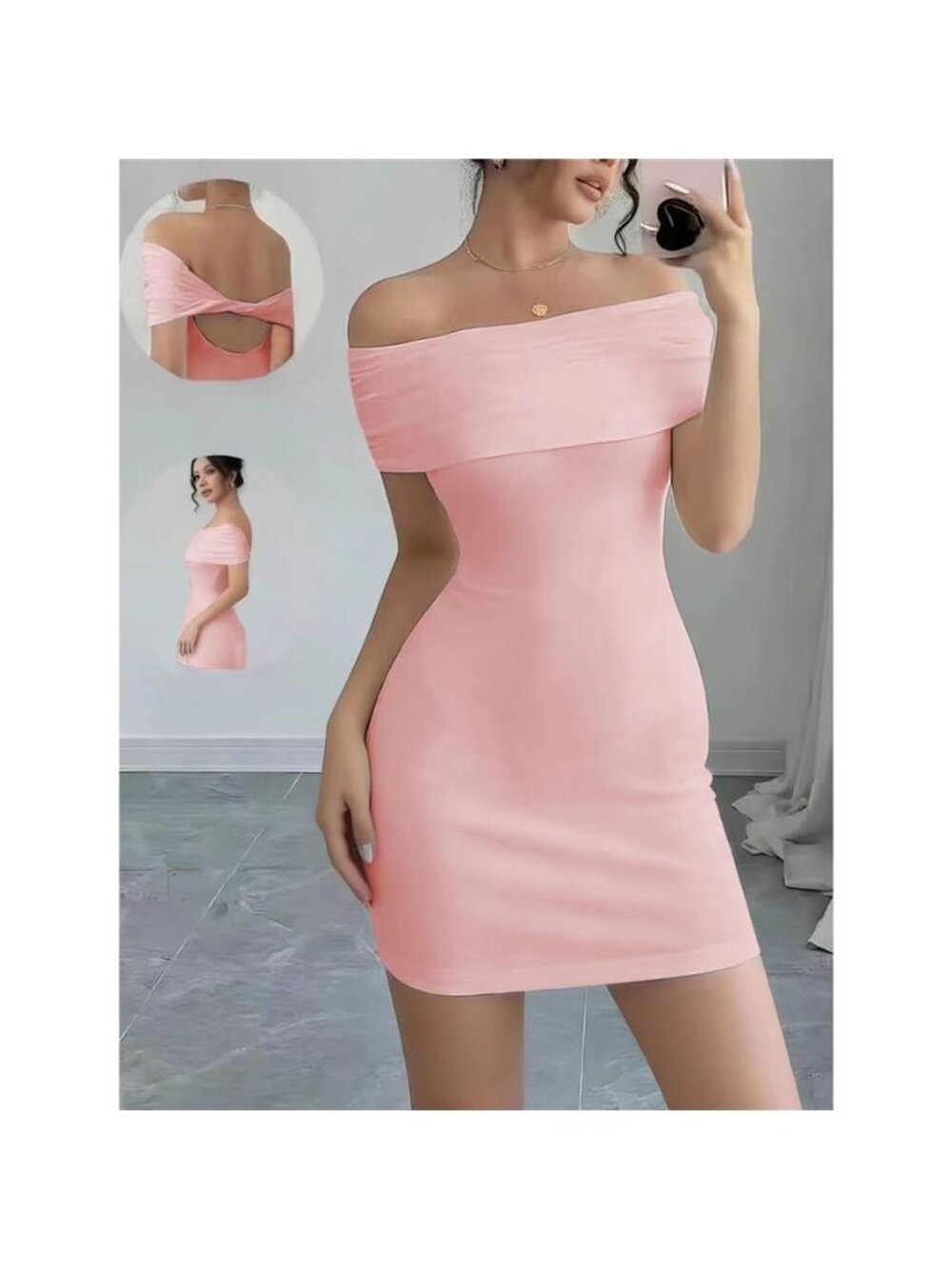 Off-Shoulder Bodycon Mini Dress - Picture 8 of 8
